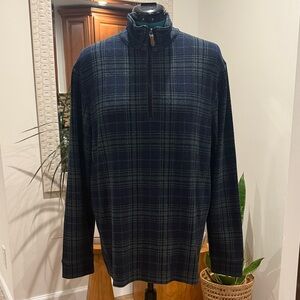 Vineyard Vines Men's Blue Plaid Zip-Up Sweater